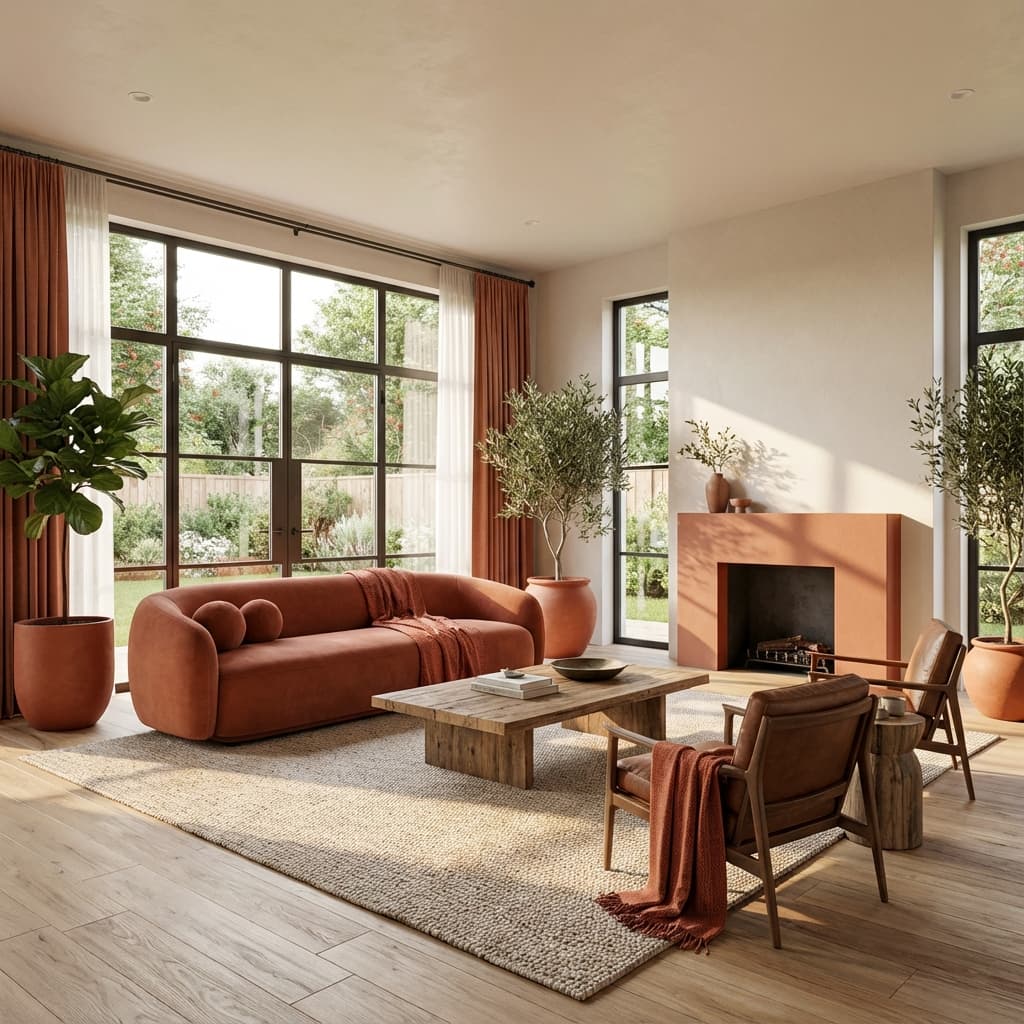 KI-generiertes Wohnzimmer Design im modernen Stil