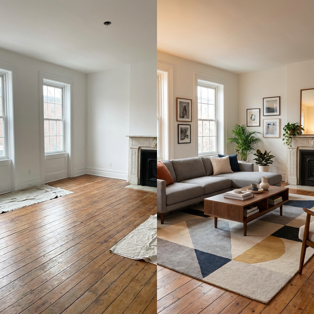 KI Wohnzimmer Design Nachher